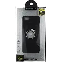 Чохол-накладка Shengo Soft-touch holder TPU Case iPhone 5/5S/SE Black - мініатюра 3