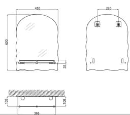 Дзеркало настінне Zerix Mirra MRZ02-450x600x105 прямокутне з дугоподібним верхом ZX5619 - мініатюра 2