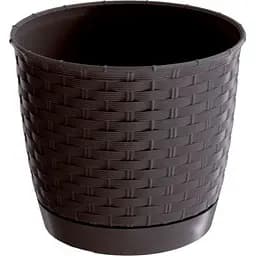 Горщик для квiтiв Prosperplast Ratolla круглий з пiдставкою, 165 мм, коричневий (70763-440)
