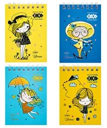 Блокнот на пружині Cute Llama KIDS Line, А7, 40 аркушів, картонна обкладинка, 4 шт. в упаковці