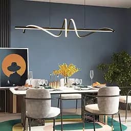 Скандинавська LED люстра у чорному корпусі 120х23 см | Line F | Арт. H24L-1200 BK