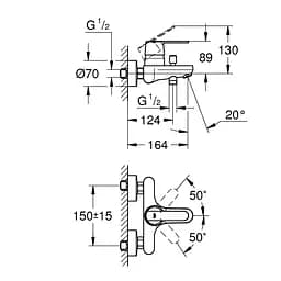 Змішувач для ванни Grohe QuickFix Get 32887000, Хром - мініатюра 2