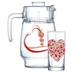 Набор для напитков Luminarc Jolie Coeur Red 7 предметов (X0253)