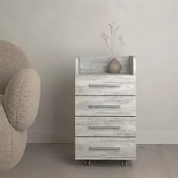 Комод Flamecame на 4 ящика на колесиках из ДСП II K-04 Бетон