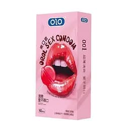 Презервативы ультратонкие латексные OLO Ultrathin Oral Sex вкус клубники M (51-54 мм) 10 шт
