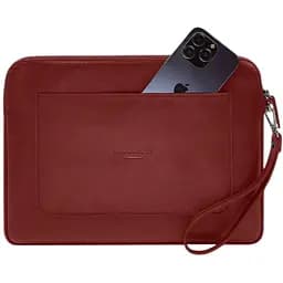 Кожаный чехол BlankNote для ноутбука на молнии с карманом и петлей на руку Красный