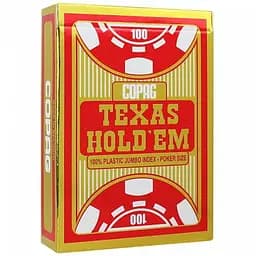 Карти гральні Cartamundi Copag TEXAS HOLD'EM 100% Plastic Jumbo Index (red) (PC_CPJI-1)