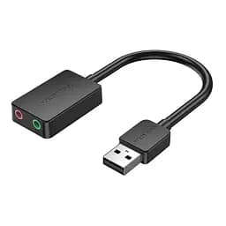 Звуковая карта Vention USB AUX jack, 2*TRRS (Mic + Ear) 1м чорна (CDYBF)