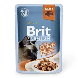 Вологий корм Brit Premium Cat Pouch для кішок, філе індички в соусі, 85 г