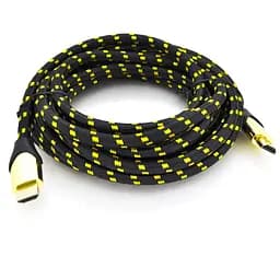 Кабель Ritar PL-HD207 HDMI-HDMI 19+1, UltraHD 8K 60HZ, 4K 120HZ, 3.0m, v2,1, OD-6.3mm, с фильтром, в оплетке Black/Gold, коннектор Gold, Blister, Q100