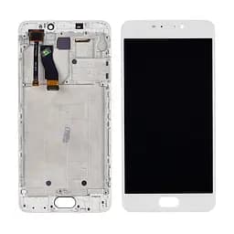 Дисплей для Meizu M5 Note с белым тачскрином и корпусной рамкой