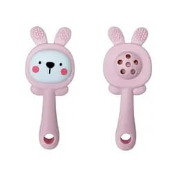 Силиконовый прорезыватель-погремушка "Зайка" Mega Zayka MGZ-0427(Pink)