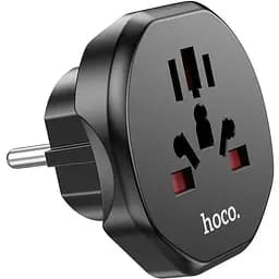 Адаптер Hoco AC6 для розеток вилок CN/UK-EU чорний