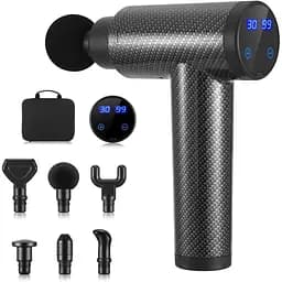 Електричний масажний пістолет 20 швидкостей, світлодіодний дисплей, чорний