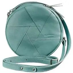 Шкіряна кругла жіноча сумка Бон-Бон бірюзова