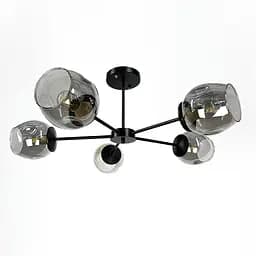 Сучасна стельова люстра в чорному корпусі на 5 плафонів Line.F 91069/5 BK