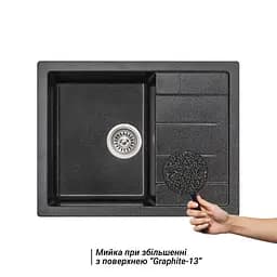 Кухонна мийка Lidz 650x500/200 GRF-13 (LIDZGRF13650500200), Графит - мініатюра 3