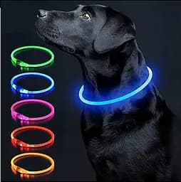 Нашийник з LED-підсвічуванням та USB-заряджанням 35 см синій - мініатюра 2