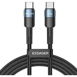 Кабель Essager USB Type-C to Type-C 100W швидка зарядка 20V 5A 1.2 м синій