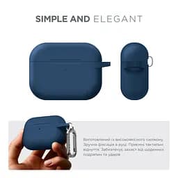Силіконовий чохол для навушників Apple AirPods Pro 3, Hang Case, синій, ультратонкий захисний кейс товщиною 2 мм, захист від подряпин, пилу та ударів, компактний, з карабіном для кріплення, ArmorStandart (ARM88273) - мініатюра 2