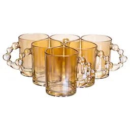 Набор чашек 6 шт для чая и кофе по 350 (мл) стеклянные кружки Коричневый Yiwu HP-19-ZD-2