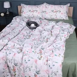 Наволочка MirSon Поплін 00-9 Birds and Flowers 50х50 см зелена (2200009709197) - мініатюра 5