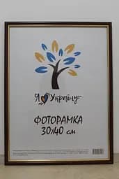 Фоторамка 30х40, світло-коричнева із золотою вставкою, 1515-5120, СКЛО + КАРТОН                                                                                                                              