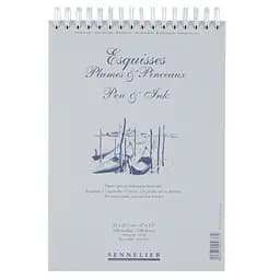Блокнот на спіралі для ескізів ручкою та чорнилом Sennelier, 100 листів, 100 г/м, 21х29,7 см