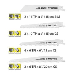 Набір полотен з біметалу (BIM) для пилки шабельної Trotec 10 pieces Wood/Metal/Plastic Set