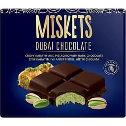 Чорний шоколад Miskets з хрустким кадаїфом та фісташковою начинкою 100 г