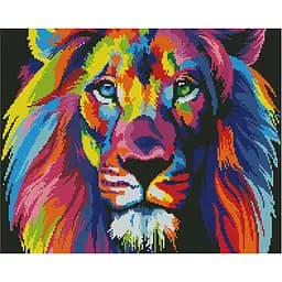 Алмазная мозаика Ideyka Радужный лев Brushme GF4791 40x50 см