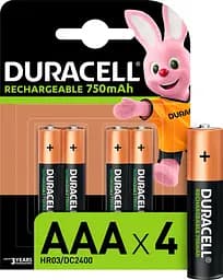 Акумулятори Duracell AAA 750mAh (4 шт.) Перезаряджувані Батарейки