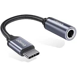 Адаптер Essager USB Type-C - 3.5 мм (M/F), 0.1 м, Black (EZJE01-0G)