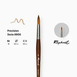 Пензель синтетика кругла Raphael Precision, №16, для акрилу та олії, довга ручка - мініатюра 2