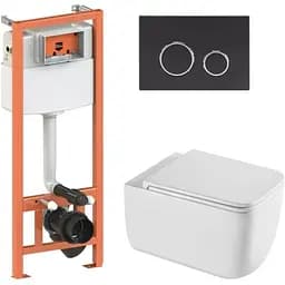 Набір Q-tap Nest 4 в 1 підвісний унітаз Gemini Ultra Quiet 530х365х373 + комплект інсталяції QT2533076EUQW46164