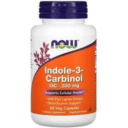 Натуральна добавка NOW Indole-3-Carbinol 200 mg, 60 вегакапсул