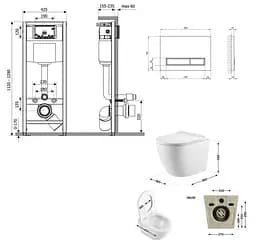 Набір Q-tap Nest 4 в 1 підвісний унітаз Robin Ultra Quiet 520x365x365 + комплект інсталяції QT13332381AW47503 - мініатюра 8
