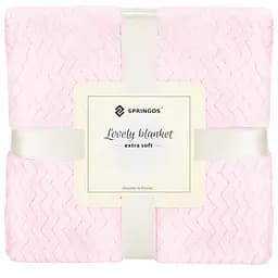 Плед-покривало Extra Soft Springos HA7128 світло-рожевий 130x180 см