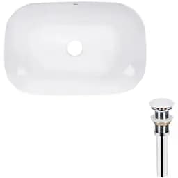 Комплект Qtap Robin: Раковина накладная прямоугольная 600x390x150 мм White + Донный клапан PU02 (QT13112143PWN47297)