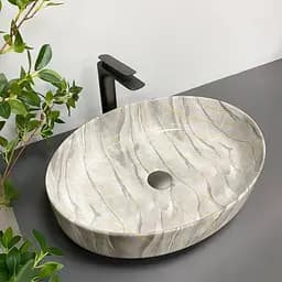 Умивальник VBI Udine stone glossy накладний VBI-012102, Сірий