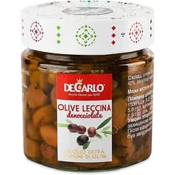 Оливки DeCarlo Leccina По-пулійськи без кісточки 200 г