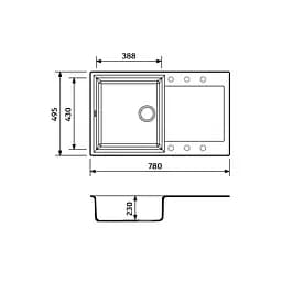 Кухонна мийка Adamant HORIZON terra-cotta 780x495x230 мм, з крилом 78 см - мініатюра 2