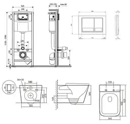 Набір Q-tap Nest 4 в 1 підвісний унітаз Tern Ultra Quiet 525x345x360 + комплект інсталяції QT17332303AW47506 - мініатюра 8