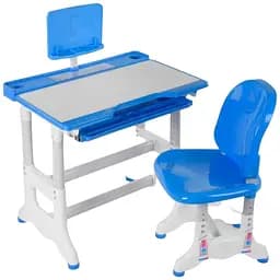 Дитяча парта J 62505 зі стільчиком регульована висота нахил стільниці синя