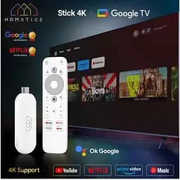 HOMATICS 4K TV Stick 2/32Gb Amlogic S905Y4 Google TV 12 4K HDR з голосовим пошуком, ліцензований Netflix, Смарт ТВ стік - мініатюра 2