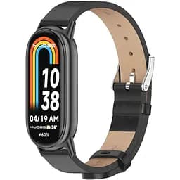 Кожаный ремешок Mijobs для фитнес браслета Xiaomi Mi Smart Band 8 Black