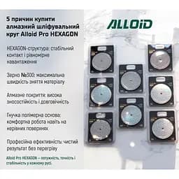 Круг алмазний Alloid Building Tools Hexagon шліфувальний на липучці 100 мм зерно 300 (DD-63389) - мініатюра 8