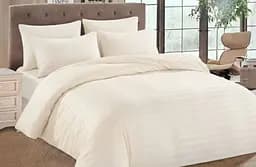 Постельное белье Кремовое для кровати размера Европейка комплект из пододеяльника простыни и двух наволочек