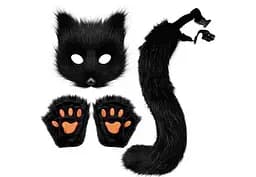 Набор для квадробера Черный, маска 18x16 см, хвост 45 см, лапки 15x15 см