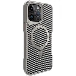 Чохол Epik TPU+PC Metal Buttons with MagSafe Carbon Ring для Apple iPhone 15 Pro 6.1 Сірий